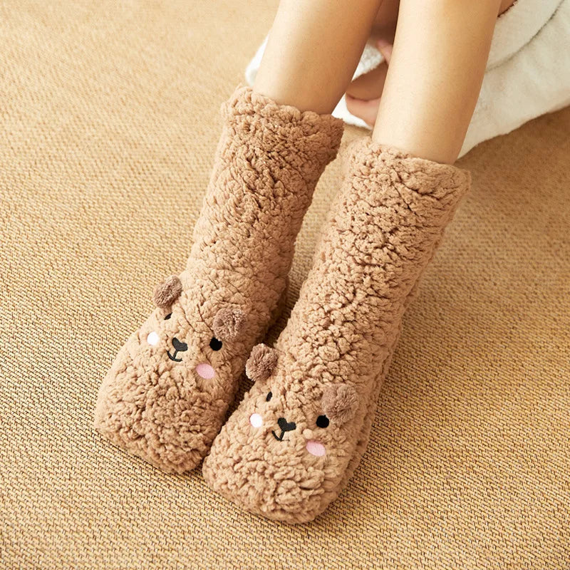Cozy Kawaii Bear Fleece-Lined Warm Socks