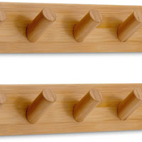 Wooden Wall-Mounted Coat Hook Rack with 5 Hooks