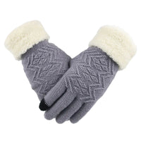 Cozy Plush-Lined Knit Gloves with Touchscreen Compatibility