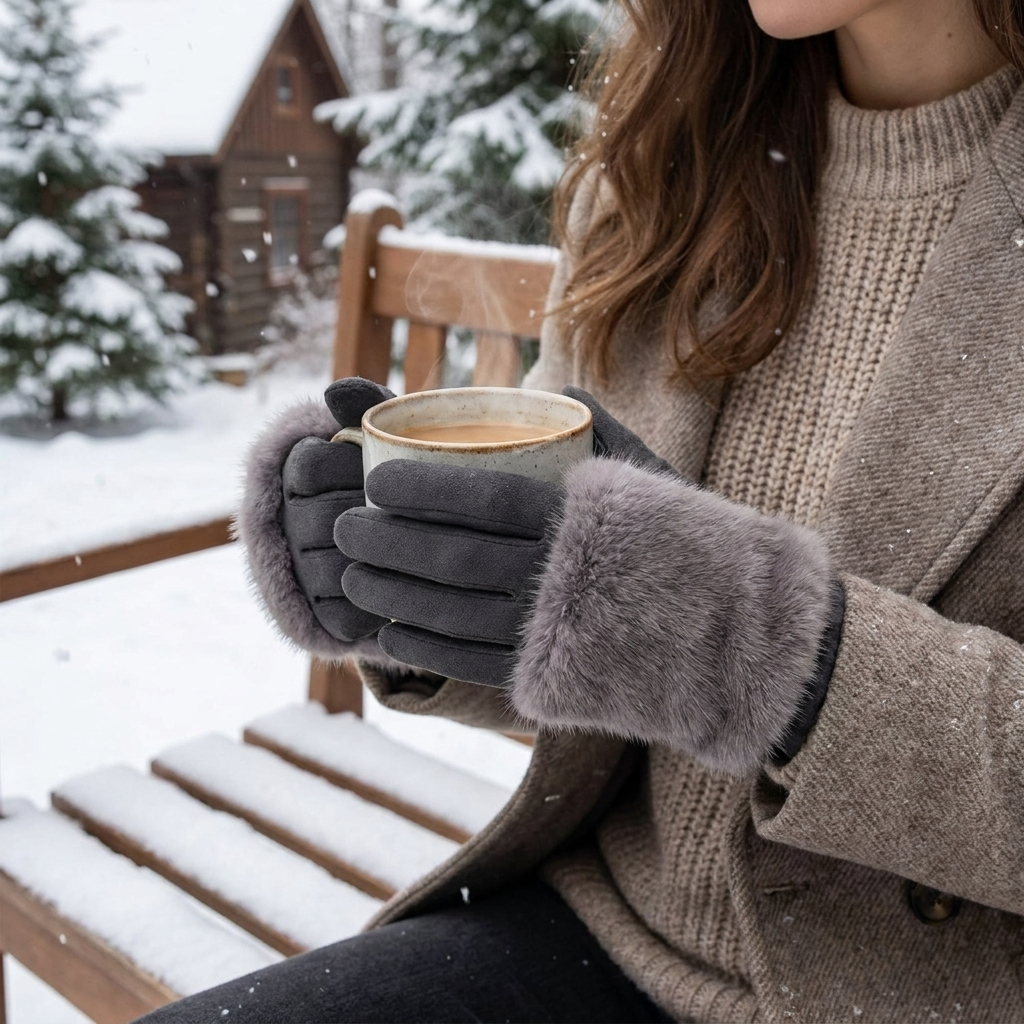 Rabbit Fur Gloves lifestyle