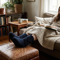 Plush indoor warm winter socks, lifestyle