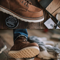 Men's Full Grain Leather Moccasin Toe Work Boots