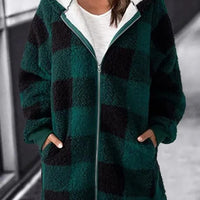 Women Oversized Hoodie Plaid Loose Overcoat