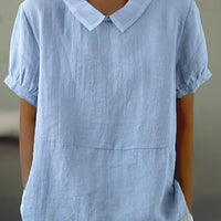 Solid Color Cotton and Linen Top