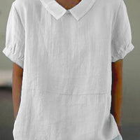 Solid Color Cotton and Linen Top