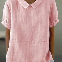 Solid Color Cotton and Linen Top
