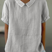 Solid Color Cotton and Linen Top