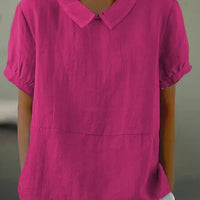 Solid Color Cotton and Linen Top