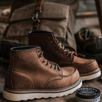 Men's Full Grain Leather Moccasin Toe Work Boots