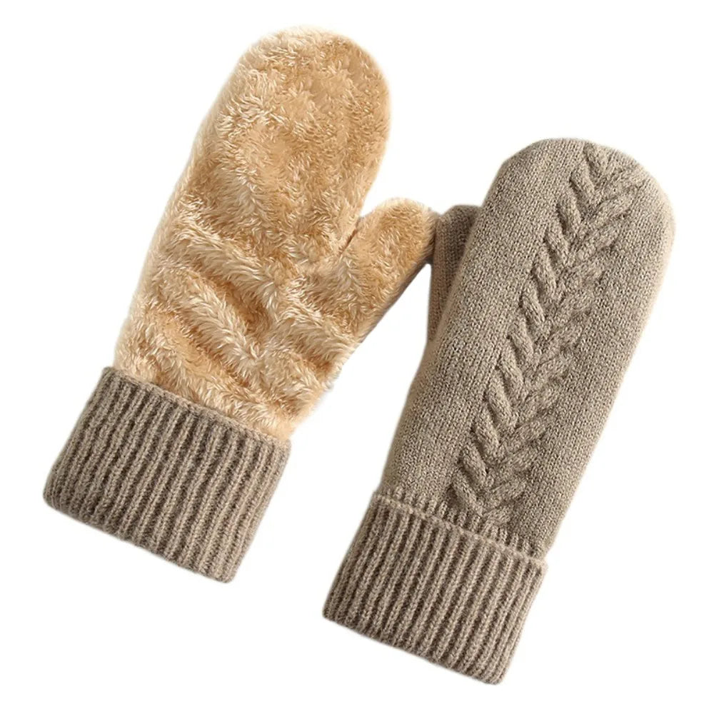 Double-Layer Fleece-Lined Winter Mittens for Maximum Warmth