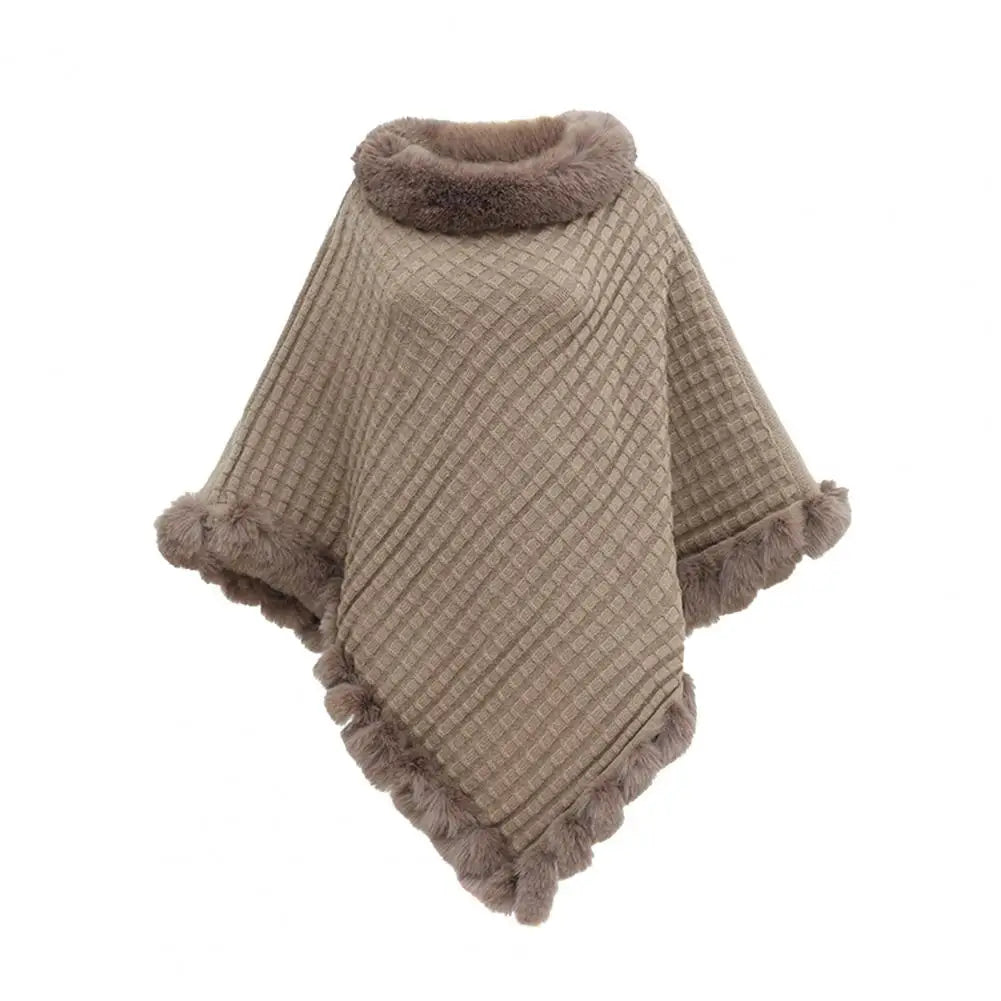 Elegant Faux Fur Shawl Cloak for Women