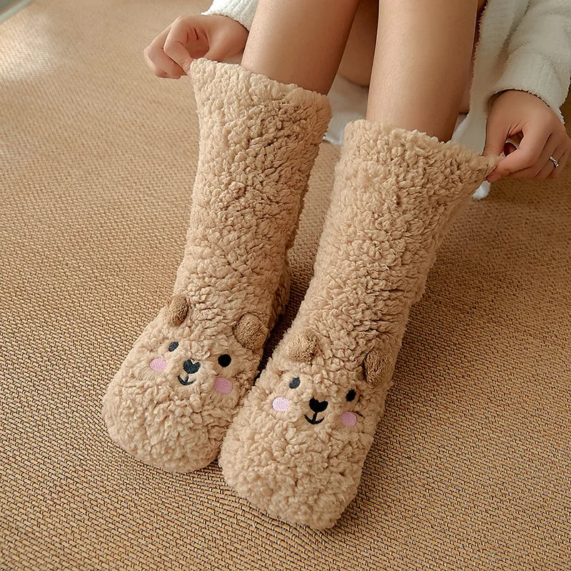 Cozy Kawaii Bear Fleece-Lined Warm Socks