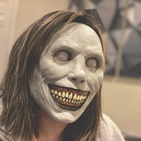 Creepy Smiling Face Evil Mask - Creepy White Eyed Demon Smiling Mask