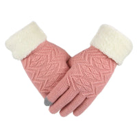 Cozy Plush-Lined Knit Gloves with Touchscreen Compatibility