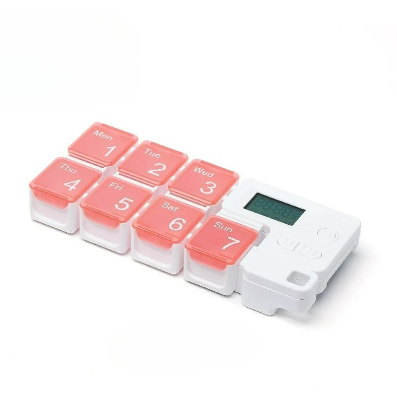 Smart Electronic Weekly Pill Organizer with Alarms and Reminders