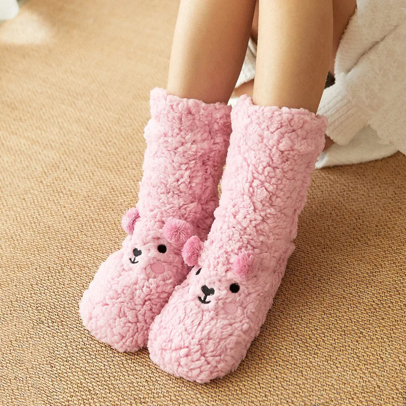 Cozy Kawaii Bear Fleece-Lined Warm Socks