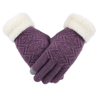Cozy Plush-Lined Knit Gloves with Touchscreen Compatibility