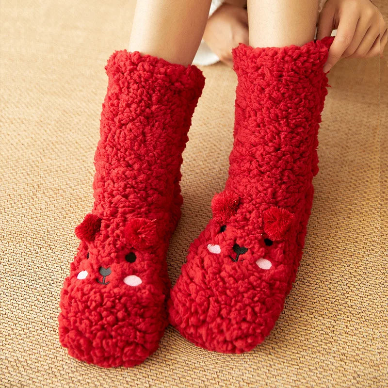 Cozy Kawaii Bear Fleece-Lined Warm Socks