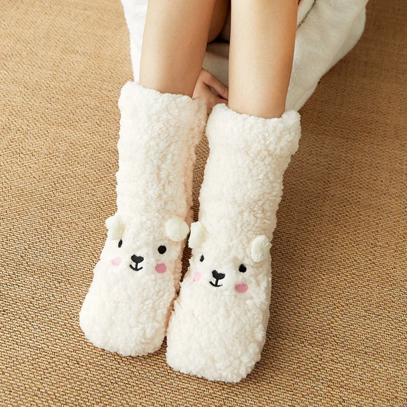 Cozy Kawaii Bear Fleece-Lined Warm Socks