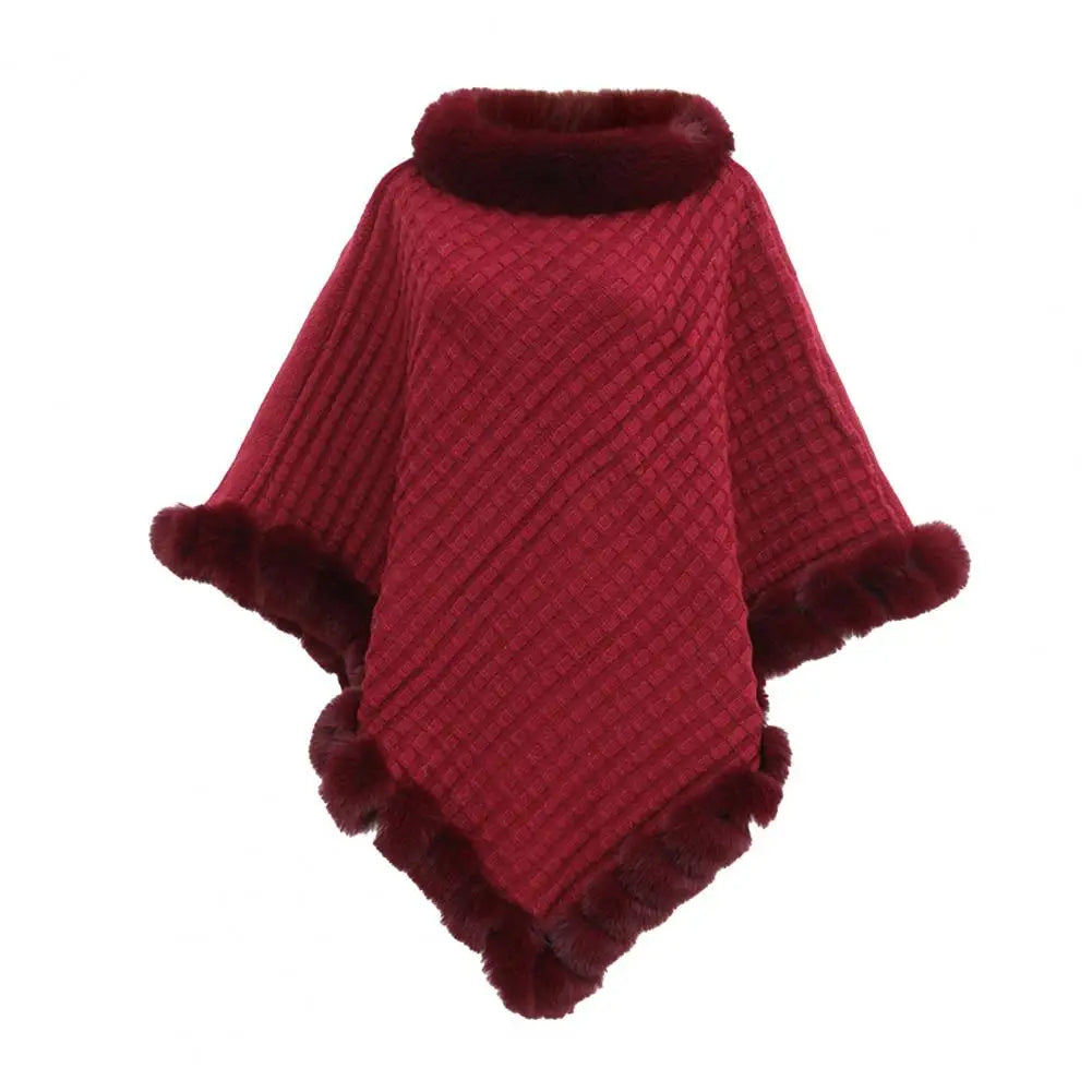 Elegant Faux Fur Shawl Cloak for Women